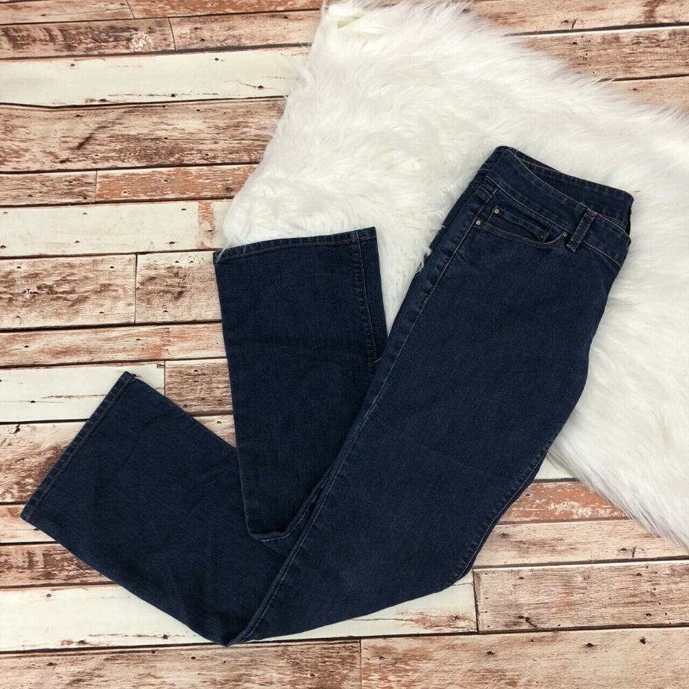 Ann Taylor Women's Modern Fit Flare Wide Leg Jeans Sz 4 Stretch Mid Rise Zip Fly